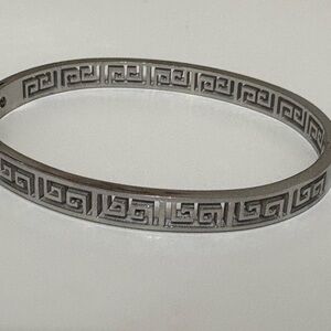 Silver Greek Key Bangle Bracelet